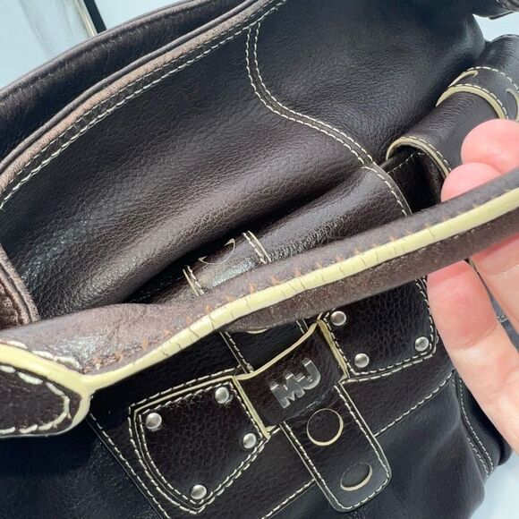 Marc Jacobs Vintage Thick Leather Hobo Bag With Bows And Psychedelic Interior - Picture 14 of 16